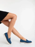 Mocasini dama albastri din piele ecologica Kelley