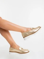 Mocasini dama aurii din piele ecologica Jenima