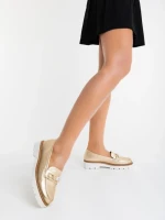 Mocasini dama aurii din piele ecologica Jenima