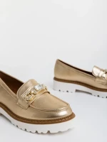 Mocasini dama aurii din piele ecologica Jenima