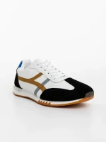 Pantofi sport barbati albi cu negru din piele ecologica Nereo