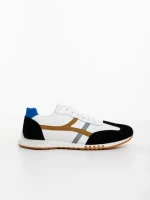 Pantofi sport barbati albi cu negru din piele ecologica Nereo