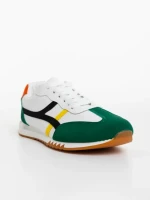 Pantofi sport barbati albi cu verde din piele ecologica Nereo
