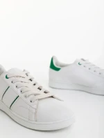 Pantofi sport barbati albi cu verde din piele ecologica Jelka