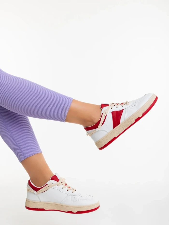 Pantofi sport dama rosii din piele ecologica Petty