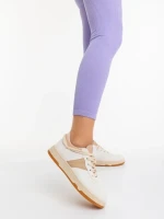 Pantofi sport dama bej inchis din piele ecologica Petty