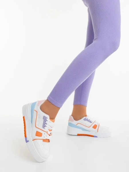 Pantofi sport dama portocalii din piele ecologica Lowery