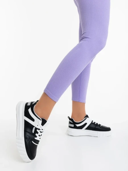 Pantofi sport dama negri din piele ecologica Sabetta