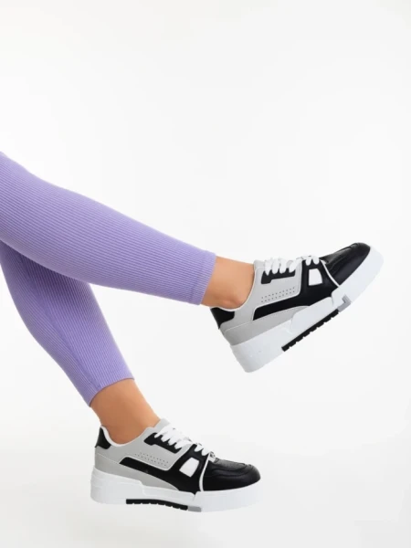 Pantofi sport dama negri din piele ecologica Lowery