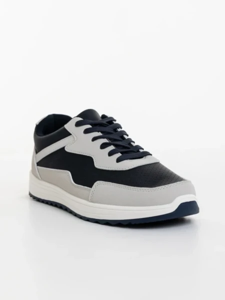 Pantofi sport barbati gri cu albastru din piele ecologica Stevens