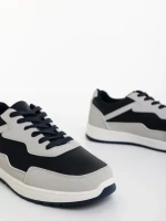 Pantofi sport barbati gri cu albastru din piele ecologica Stevens