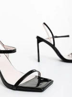 Sandale dama negre din piele ecologica Soleva