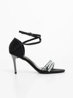 Sandale dama negre din material textil Galina