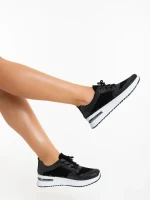 Pantofi sport dama negri din material textil Kurika