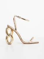 Sandale dama aurii din piele ecologica lacuita Valeta