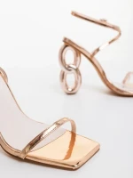 Sandale dama sampanie din piele ecologica lacuita Valeta