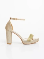 Sandale dama aurii din material textil Lenara