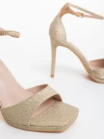 Sandale dama aurii din material textil Cadara