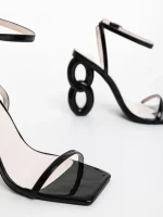 Sandale dama negre din piele ecologica lacuita Valeta