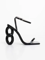 Sandale dama negre din piele ecologica lacuita Valeta