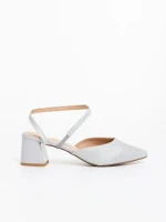 Sandale dama argintii din material textil Zarva