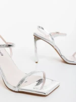 Sandale dama argintii din piele ecologica Soleva