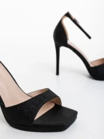 Sandale dama negre din material textil Cadara