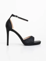 Sandale dama negre din material textil Cadara