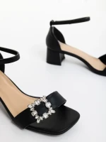 Sandale dama negre din piele ecologica Koara