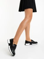 Mocasini dama negri din piele ecologica Yeluna