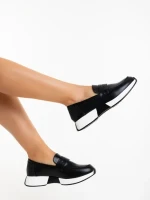 Mocasini dama negri din piele ecologica Yeluna