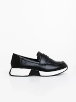 Mocasini dama negri din piele ecologica Yeluna