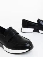 Mocasini dama negri din piele ecologica Yeluna