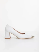 Pantofi dama cu toc albi din piele ecologica Carimar