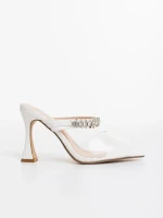 Saboti dama albi din piele ecologica lacuita si material sintetic Anubis