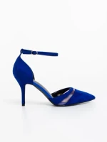Pantofi dama cu toc albastri din material textil Armara