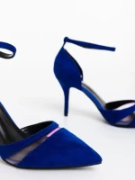 Pantofi dama cu toc albastri din material textil Armara