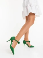 Pantofi dama cu verzi toc din material textil Celesta
