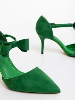Pantofi dama cu verzi toc din material textil Celesta