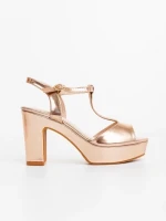 Sandale dama sampanie din piele ecologica lacuita Jatara