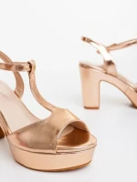 Sandale dama sampanie din piele ecologica lacuita Jatara