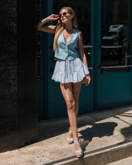 Sandale dama cu toc argintii din material textil Morita