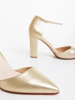Pantofi dama aurii cu toc din piele ecologica Manyara