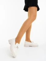 Mocasini dama bej din piele ecologica lacuita Sardor