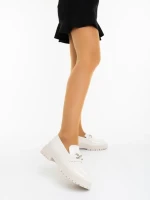 Mocasini dama bej din piele ecologica lacuita Sardor