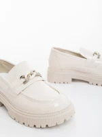 Mocasini dama bej din piele ecologica lacuita Sardor