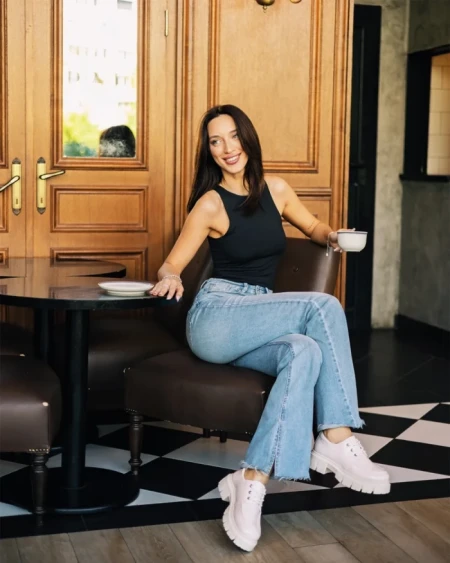 Mocasini dama bej din piele ecologica lacuita Honami