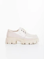 Mocasini dama bej din piele ecologica lacuita Honami