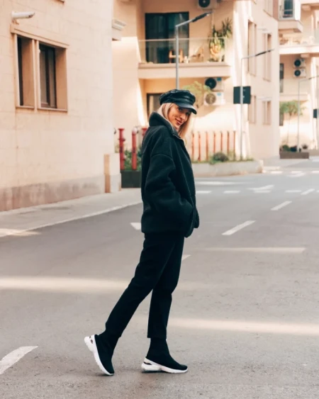 Pantofi sport dama negri din material textil Verlana