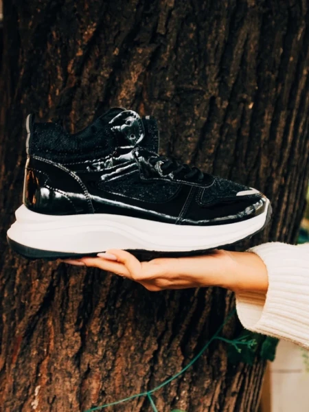 Pantofi sport dama negri din material textil si material sintetic Varava